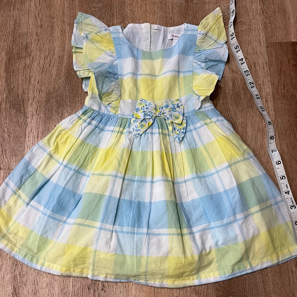 Tommy Bahama Blue and‎ Yellow Plaid Girl Kid Dress Size 18 Months Summer Spring